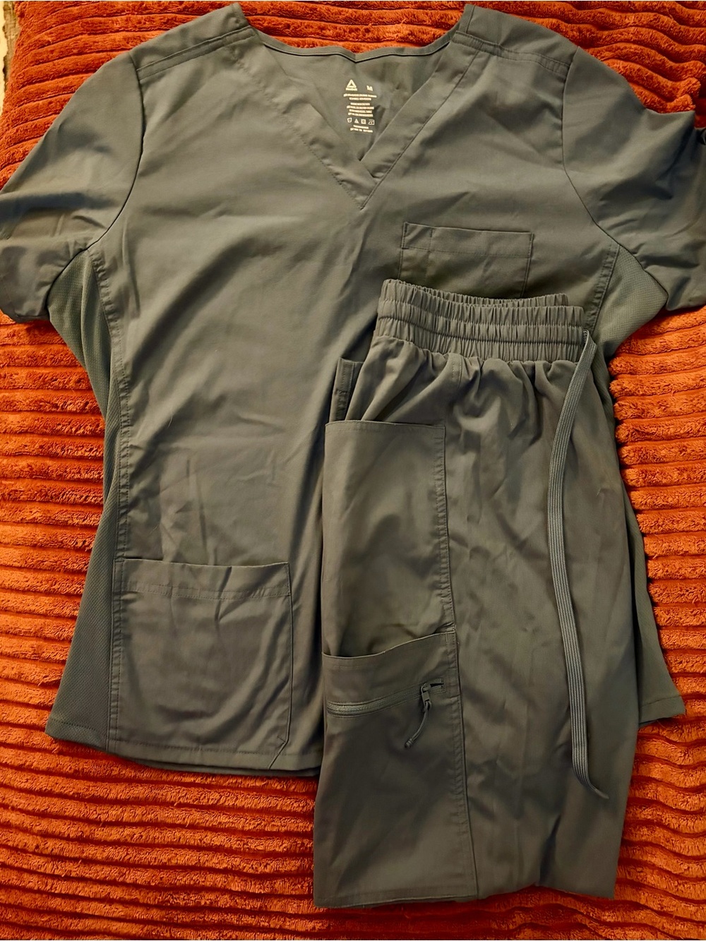 Blue-Gray Reebok Scrub Set - Top & Drawstring Pants - Picture 2 of 5